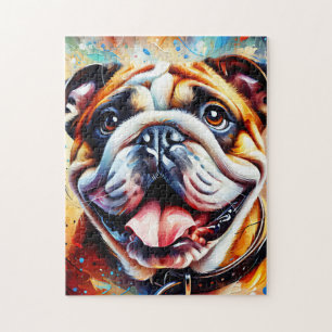 Bulldog Acryl Kunst Druck Porträt Hundeliebhaber Puzzle