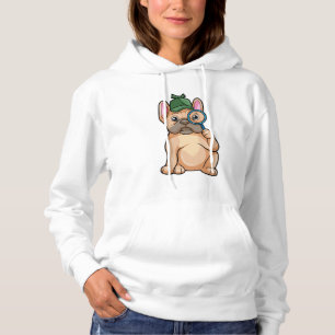 Bulldog als Detektiv mit Gläserglas Hoodie