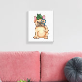 Bulldog als Detektiv mit Gläserglas Leinwanddruck (Insitu (Wohnzimmer))