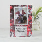 Bulldog als Rentiere Weihnachts-Party Einladungen (Stehend Vorderseite)