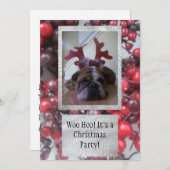 Bulldog als Rentiere Weihnachts-Party Einladungen (Vorne/Hinten)