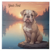 Bulldog am See Fliese (Vorderseite)