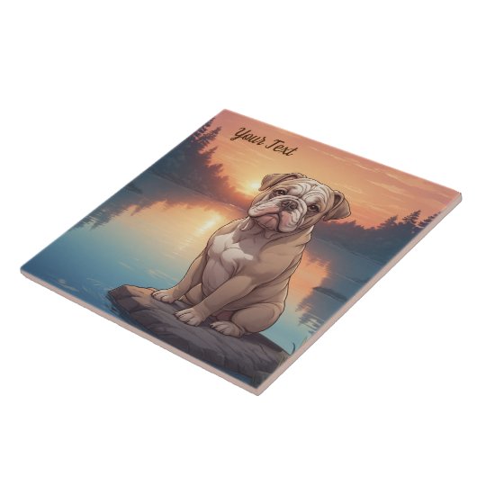 Bulldog am See Fliese (Seite)