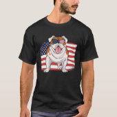 Bulldog American Flag 4th of July USA Independence T-Shirt (Vorderseite)