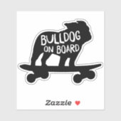 Bulldog an Bord | Cooler Skateboarding Hund Aufkleber (Blatt)