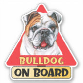 Bulldog an Bord Englisch Hund Red Traffic Sign Aufkleber (Vorderseite)
