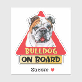 Bulldog an Bord Funny Dog Red Traffic Sign Aufkleber