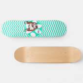 Bulldog; Aqua Green Zickzack Skateboard (Horizontal)