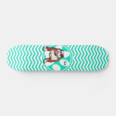 Bulldog; Aqua Green Zickzack Skateboard (Horizontal)