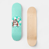 Bulldog; Aqua Green Zickzack Skateboard (Vorderseite)