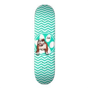 Bulldog; Aqua Green Zickzack Skateboard