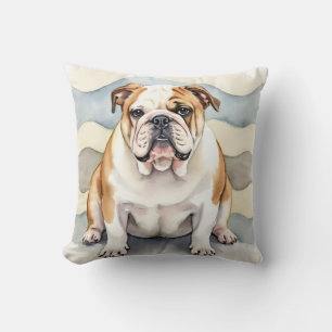 Bulldog-Aquarell-Soft-Ripple-Kunst Kissen