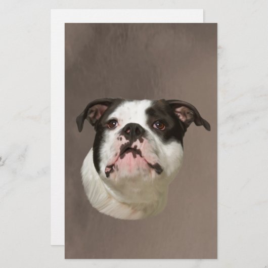 Bulldog Aquarellmalerei Briefpapier (Vorne/Hinten)