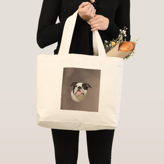 Bulldog Aquarellmalerei Jumbo Stoffbeutel (Vorderseite (Produkt))