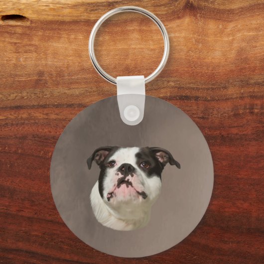 Bulldog Aquarellmalerei Schlüsselanhänger (Vorderseite)