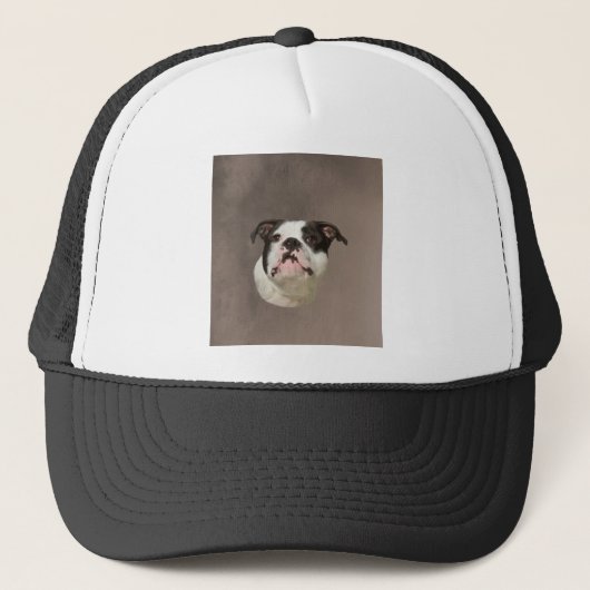 Bulldog Aquarellmalerei Truckerkappe (Vorderseite)