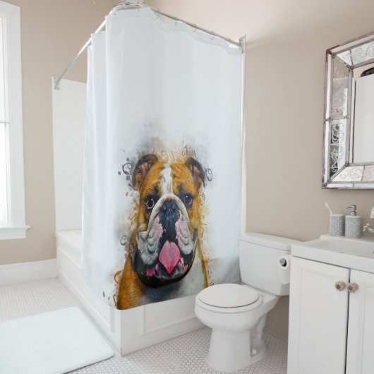 Bulldog Art English Bulldog Lover Gift Idee Duschvorhang (Beispiel)
