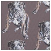 Bulldog Art Fabric Fabric Dog Art Pattern Stoff (Nahaufnahme)