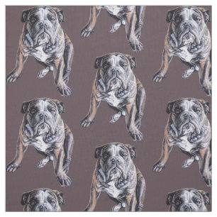Bulldog Art Fabric Fabric Dog Art Pattern Stoff