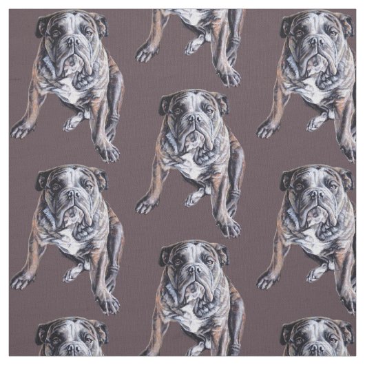Bulldog Art Fabric Fabric Dog Art Pattern Stoff (Muster)