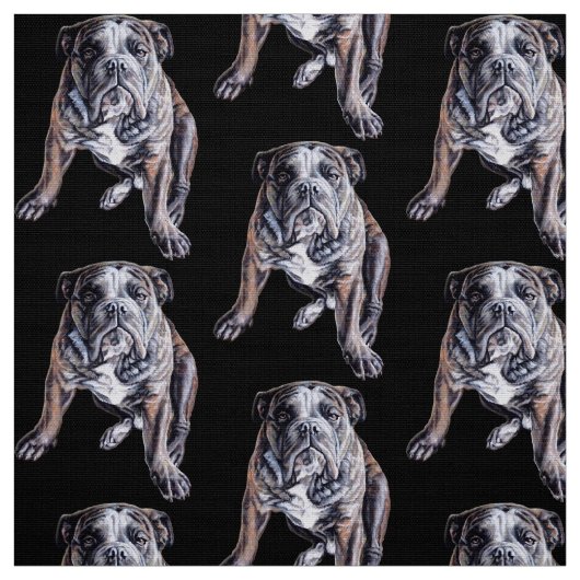 Bulldog Art Fabric Fabric Dog Art Pattern Stoff (Muster)