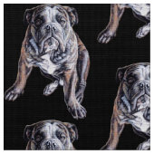 Bulldog Art Fabric Fabric Dog Art Pattern Stoff (Nahaufnahme)