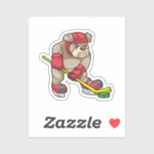 Bulldog at Ice hockey with Hockey stick Aufkleber (Blatt)