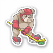 Bulldog at Ice hockey with Hockey stick Aufkleber (Vorderseite)