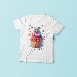 Bulldog auf Coffee Cup, Hundefreunde und Süßigkeit T-Shirt