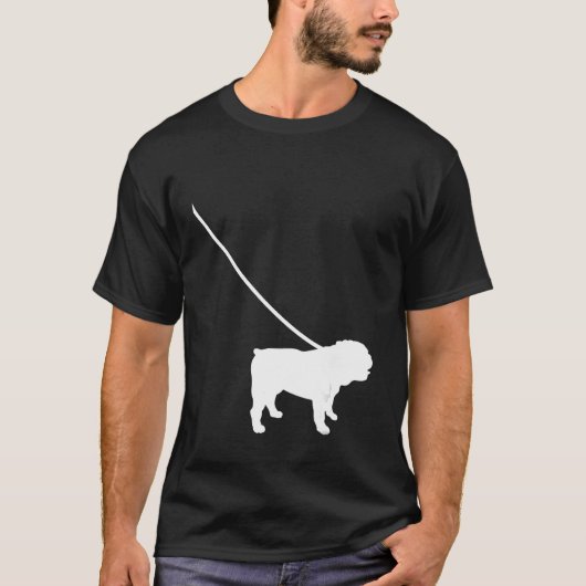 Bulldog auf einem Leash Hund Mama Vater Pet Niedli T-Shirt (Vorderseite)
