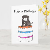 Bulldog auf Kuchen Geburtkarte Karte (Gelbe Blume)