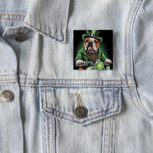 Bulldog Autofahrrad St. Patrick's Day Button (Beispiel)