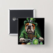 Bulldog Autofahrrad St. Patrick's Day Button (Vorne & Hinten)