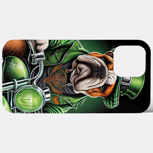 Bulldog Autofahrrad St. Patrick's Day Case-Mate iPhone Hülle (Rückseite (Horizontal))