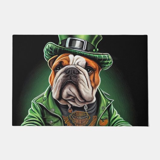Bulldog Autofahrrad St. Patrick's Day Fußmatte (Vorderseite)