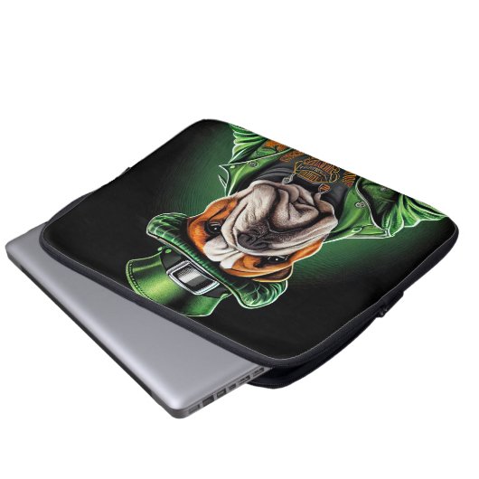 Bulldog Autofahrrad St. Patrick's Day Laptopschutzhülle (Vorne Knopf)