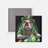 Bulldog Autofahrrad St. Patrick's Day Magnet (Vorderseite/Rückseite)