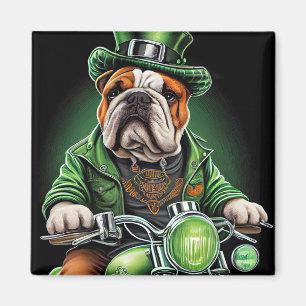Bulldog Autofahrrad St. Patrick's Day Magnet