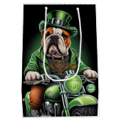 Bulldog Autofahrrad St. Patrick's Day Mittlere Geschenktüte (Rückseite)