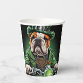 Bulldog Autofahrrad St. Patrick's Day Pappbecher (Rückseite)