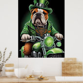 Bulldog Autofahrrad St. Patrick's Day Poster (Küche)