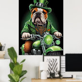 Bulldog Autofahrrad St. Patrick's Day Poster (Heimbüro)