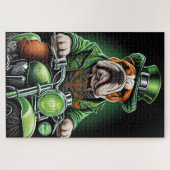 Bulldog Autofahrrad St. Patrick's Day Puzzle (Horizontal)