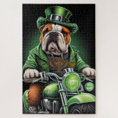 Bulldog Autofahrrad St. Patrick's Day Puzzle (Vertikal)
