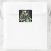 Bulldog Autofahrrad St. Patrick's Day Quadratischer Aufkleber (Tasche)