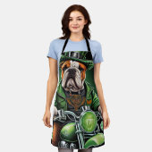 Bulldog Autofahrrad St. Patrick's Day Schürze (Getragen)