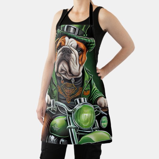 Bulldog Autofahrrad St. Patrick's Day Schürze (InSitu)