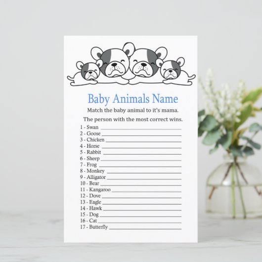 Bulldog Baby Animals Name Game (Stehend Vorderseite)