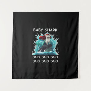 Bulldog Baby Shark Doo Doo Doo Wandteppich