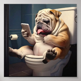 Bulldog Badezimmer Wall Poster